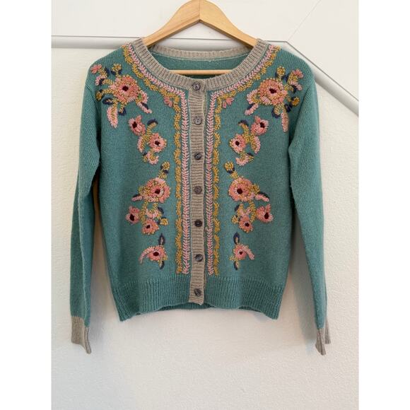 Sundance Floral Embroidered Button Down Cardigan Womens Small Cottagecore Whimsy - Picture 2 of 16